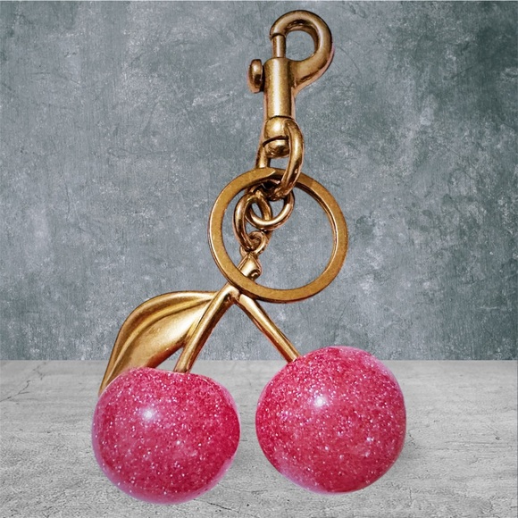 Cherry Keychain with Pink Glitter - Picture 6 of 13